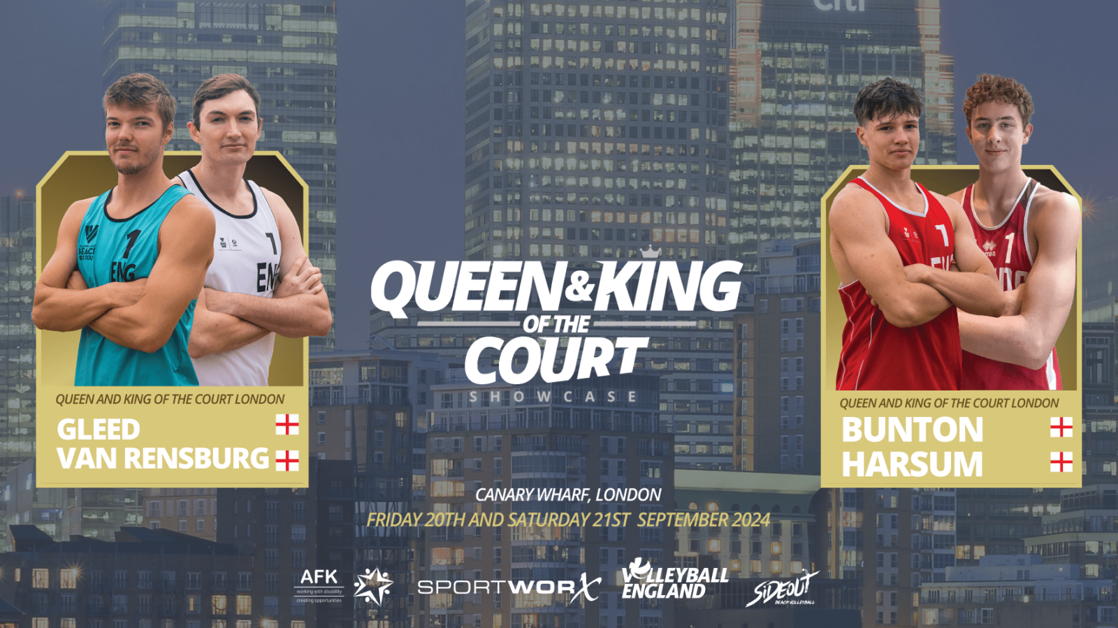 Gleed and van Rensburg, Bunton and Harsum are final British men in Queen & King of the Court Showcase