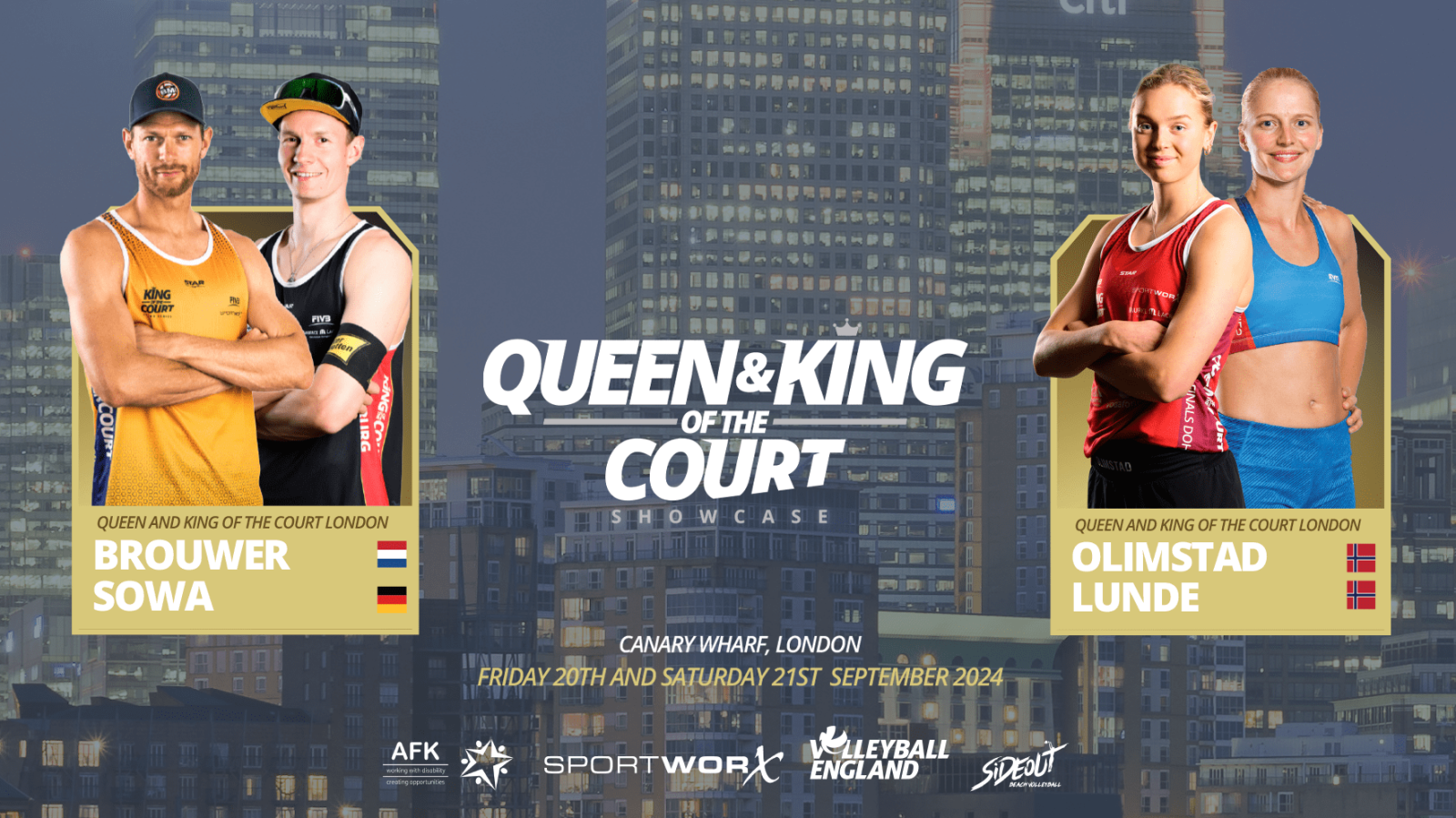 Olympic bronze medallist and world champion among final pairs confirmed for Queen & King of the Court London Showcase